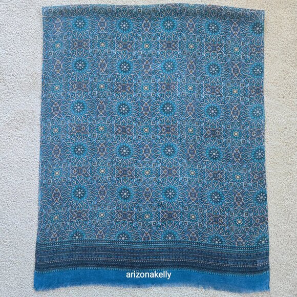 NWOT Woven Wool Scarf Blue Spain Colores de Otono - Picture 9 of 13